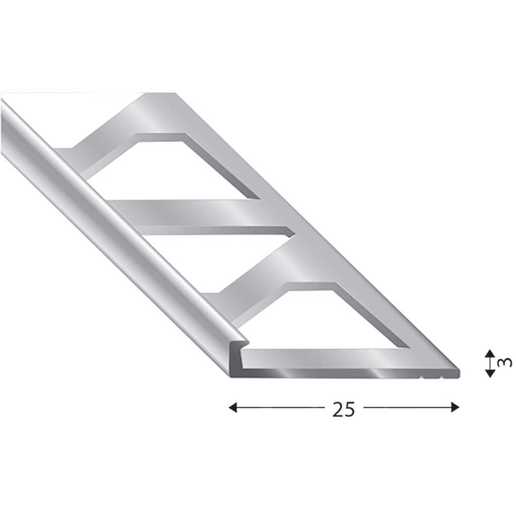 FLIP PRIMO Fliesenabschlussprofil 3mm ALU roh 119 3 R 3m