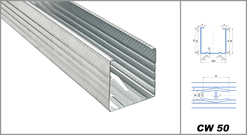 Wandprofil CW-Profil 50/50/06 4000mm(8 Stk/Bund)