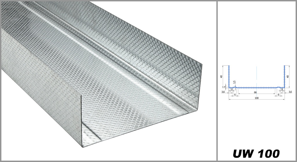 Wandprofil UW 100/40/06 4000mm(8 Stk/Bund)