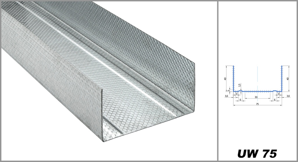 Wandprofil UW 75/40/06 4000mm(8 Stk/Bund)