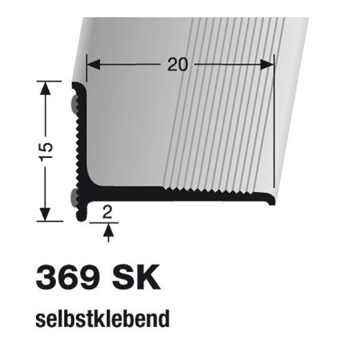 Küberit 369 SSK Sockelabschlussprofil pulverbeschichtet 2,70m 20x15mm alu silber selbstklebend