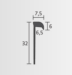 PVC - Einfaßprofil 32/7,5mm 107 grau 4m