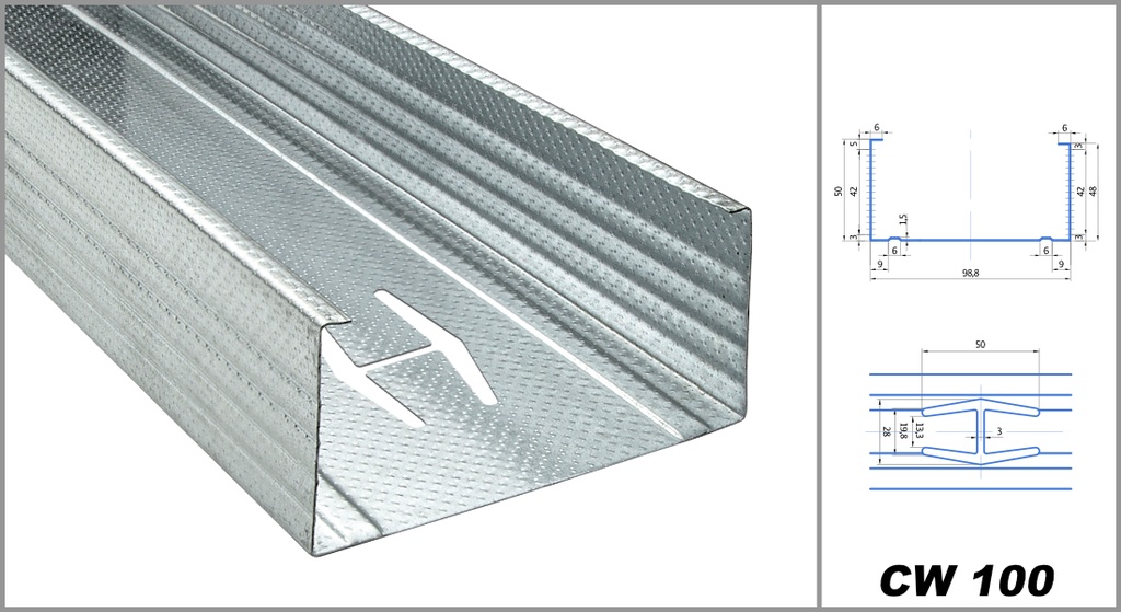 Wandprofil CW-Profil 100/50/06 2600mm(8 Stk/Bund) (Kopie)