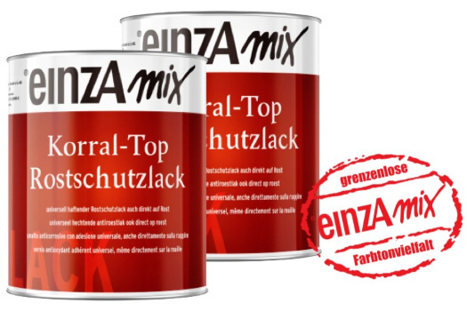 einzAmix Korral TOP PG1 3 l seidenmatt   kompakter, dickschichtiger Rostschutzlack, 1-Topf-System, für Metall, Zink, verzinkten Stahl, NE-Metall, Kunststoff