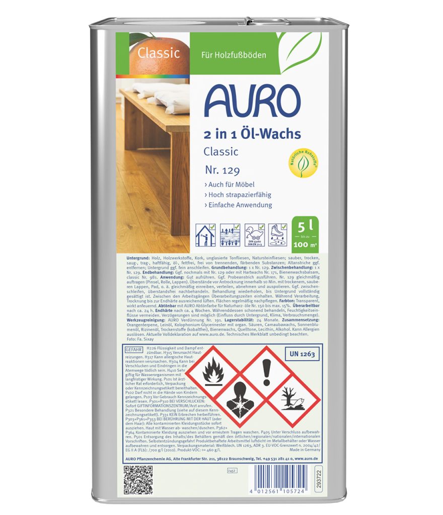 Auro 2 in 1 Öl-Wachs Classic 129 5l