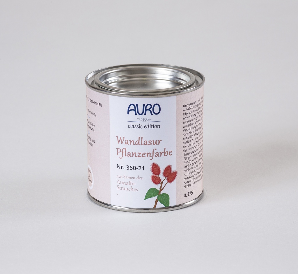 Auro Wandlasur-Pflanzenfarbe Ipiak-Rot (Gelb 0,375l