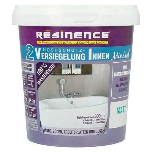 [RES00107] Resinence VERSIEGELUNG F.MINERAL -INNEN 2K NASSBEREICH SEIDENM. 300 ML