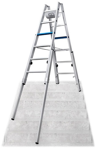 [ILL71408-7E] Iller Treppenhausleiter "Multilift ERGO Plus" eloxiert, 2x8 Stufen 71408-7E