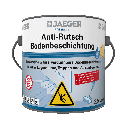 [JAE3067030-255] Jaeger 306 Aqua Anti-Rutsch Bodenbeschichtung RAL 7030 steingrau 2,5 Ltr.