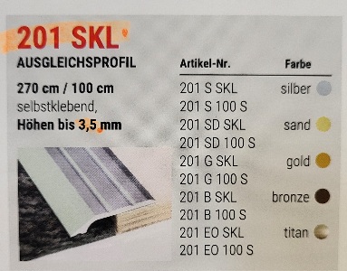 [KUE201SSK100SB] MK Ausgleichsprofil 30mm silber 1,00m selbstkleb. 3,5mm 201 S 100 S