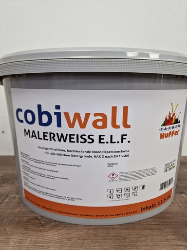 [152120] Cobiwall Malerweiss E.L.F. lösemittel-u. weichmacherfrei, hochdeckend Naßabriebklasse 3  12,5 l