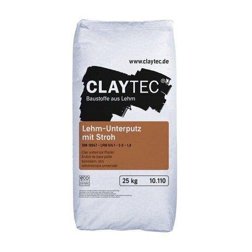[CLA10.110] CLAYTEC Lehm-Unterputz mit Stroh - 25 kg Sack