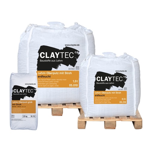 [CLA10.112] CLAYTEC Lehm-Unterputz mit Stroh - 25 kg Sack (Kopie)