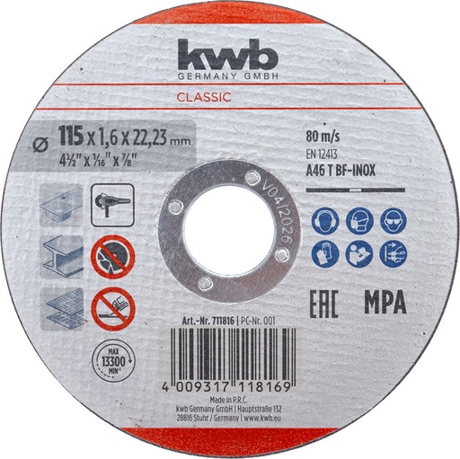 [BOE712021] Trennscheibe Stahl/Edelstahl D115