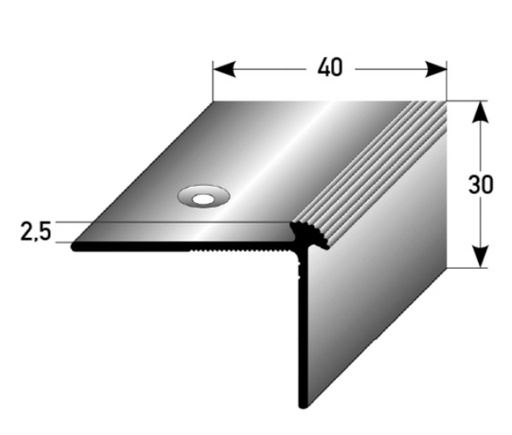 [ZUBAUETK304_002] JOKA Treppenkante gebohrt Alu 30 x 40 x2,5 mm SB-Pack silber 667261 250 cm 