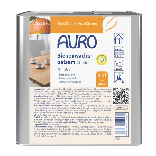 [AUR981000044] Auro Bienenwachsbalsam 2,5l